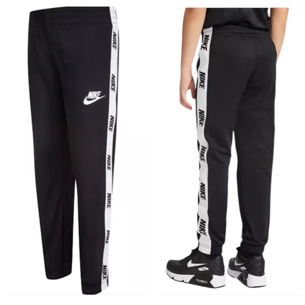 Nike Black White Logo Side-Stripe Joggers